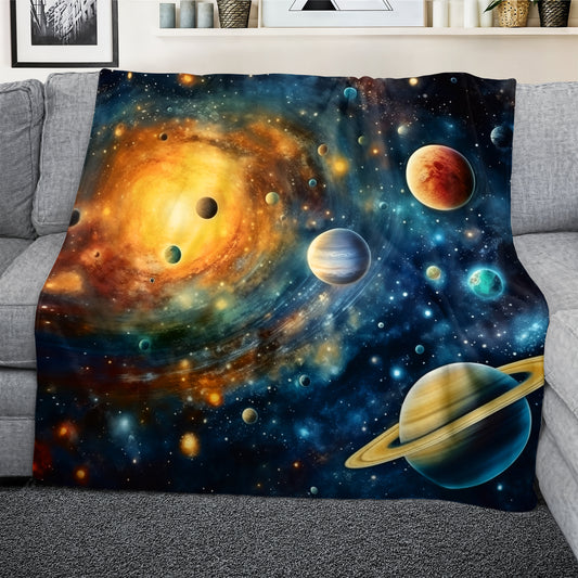 Starry Sky Around the Sun Light Weight Fleece Blanket