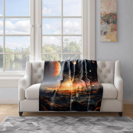 Starry Sky on Mars Light Weight Fleece Blanket