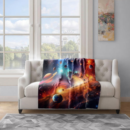 Starry Sky Solar Flair Light Weight Fleece Blanket