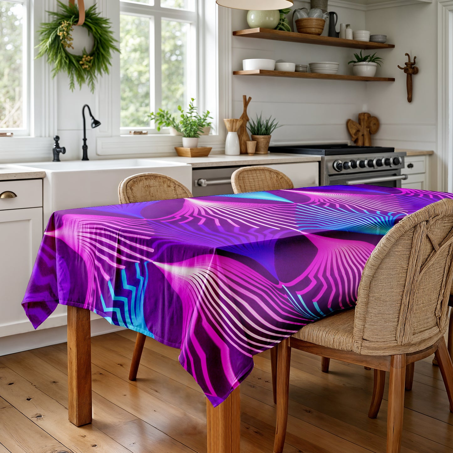 Static Violet Rectangle Tablecloth