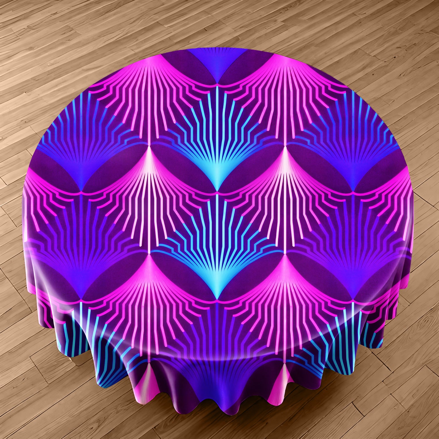 Static Violet Round Tablecloth
