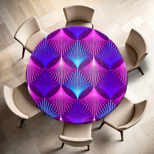 Static Violet Round Tablecloth