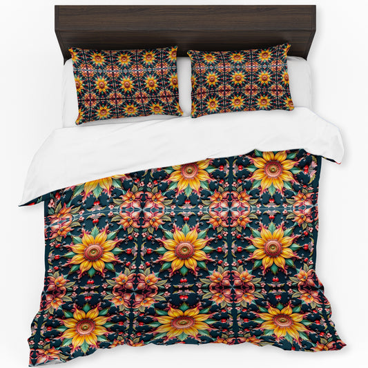 Steampunk Sunflower Bloom Duvet Cover Set