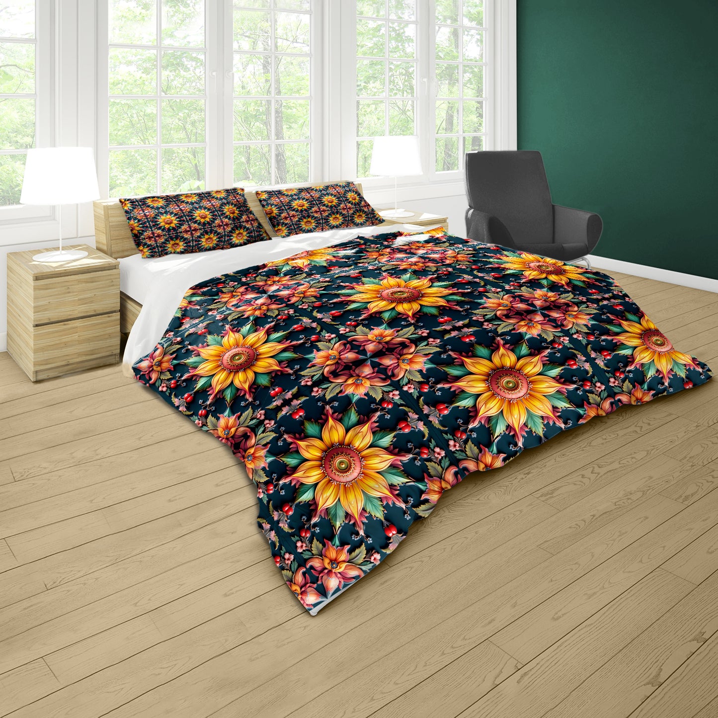 Steampunk Sunflower Bloom Duvet Cover Set