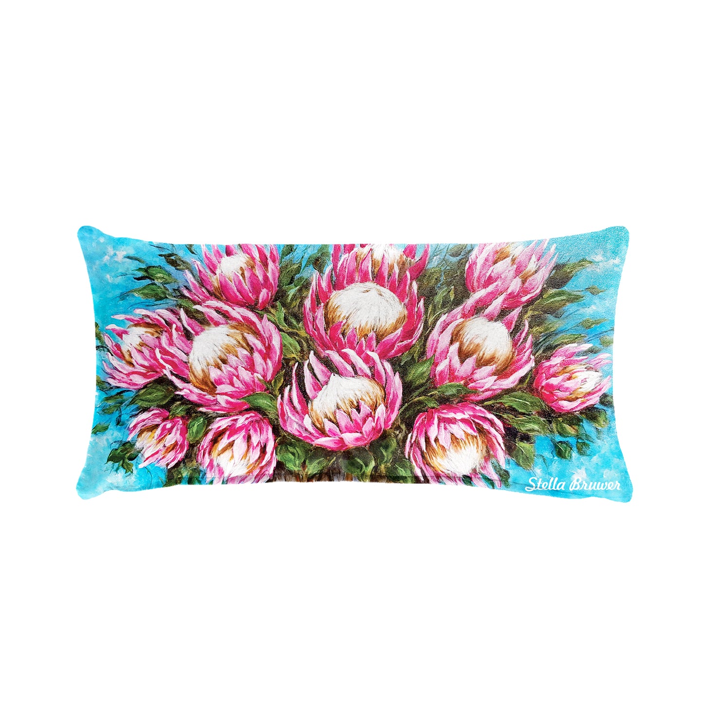 Bright Pink Proteas By Stella Bruwer Oblong Luxury Scatter