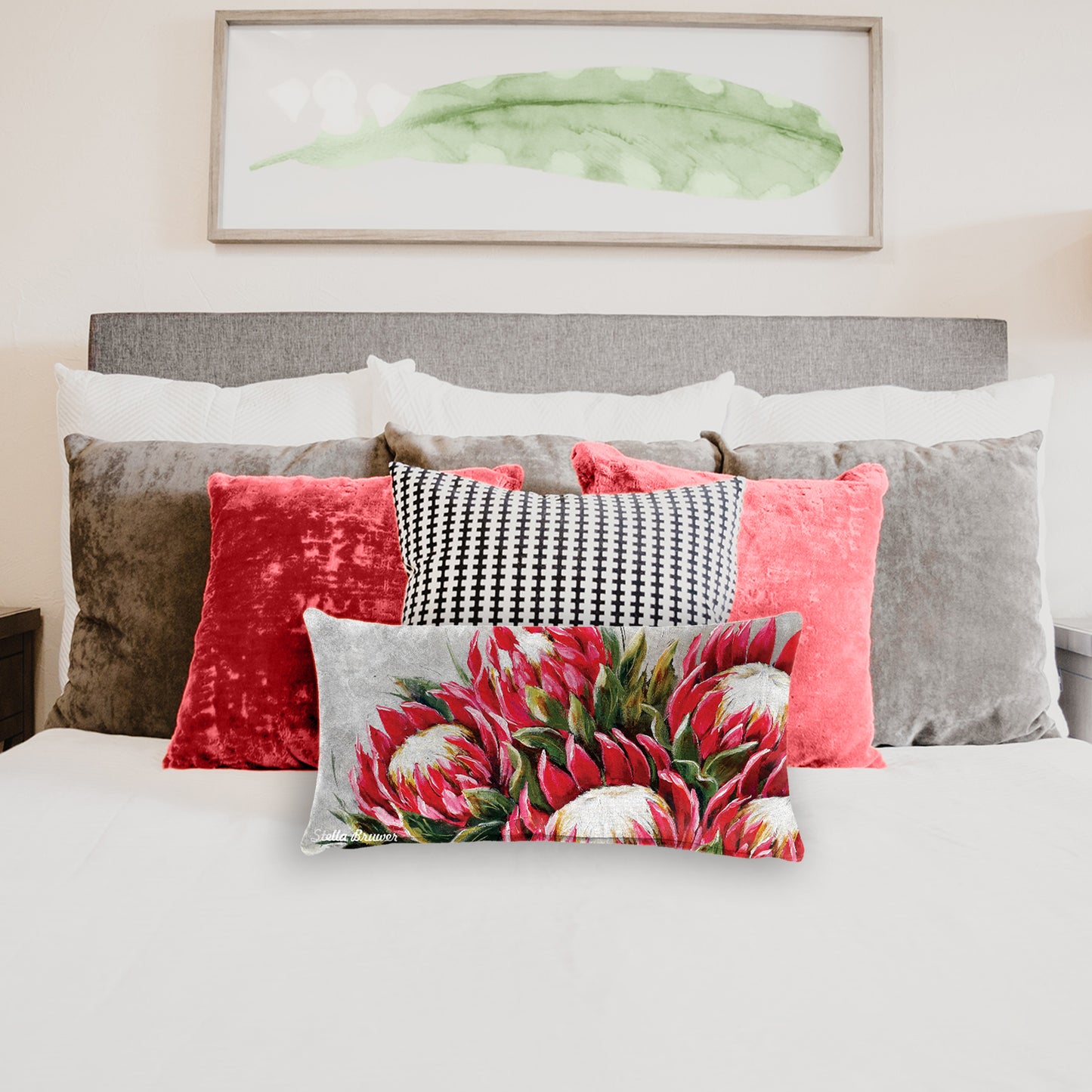 Close Up Proteas By Stella Bruwer Oblong Luxury Scatter
