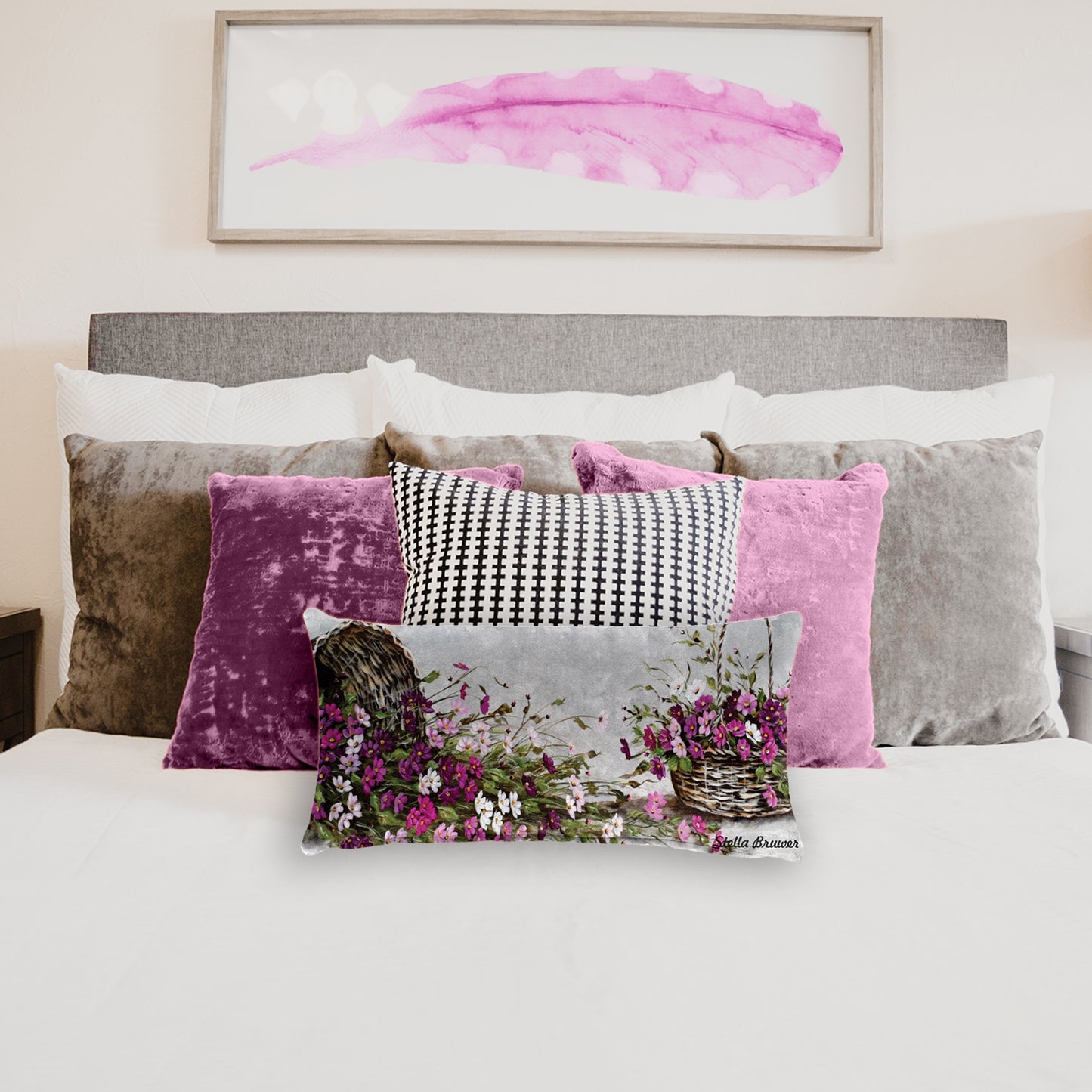 Purple Flower Basket By Stella Bruwer Oblong Luxury Scatter