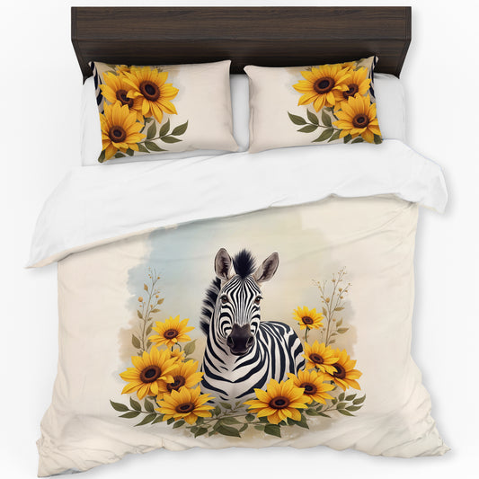 Striped Zebra in Sunshine Duvet Cover Set