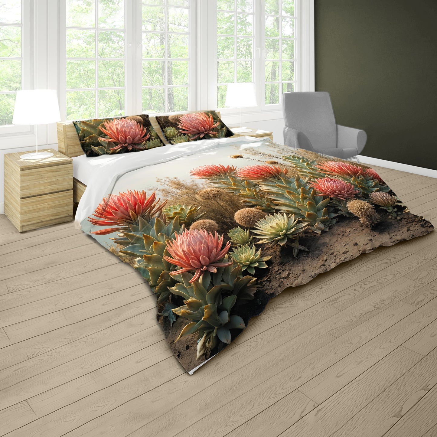 Succulent Metamorphosis Duvet Cover Set