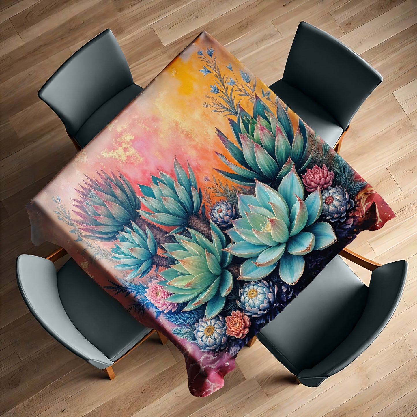 Succulent Mirage Square Tablecloth