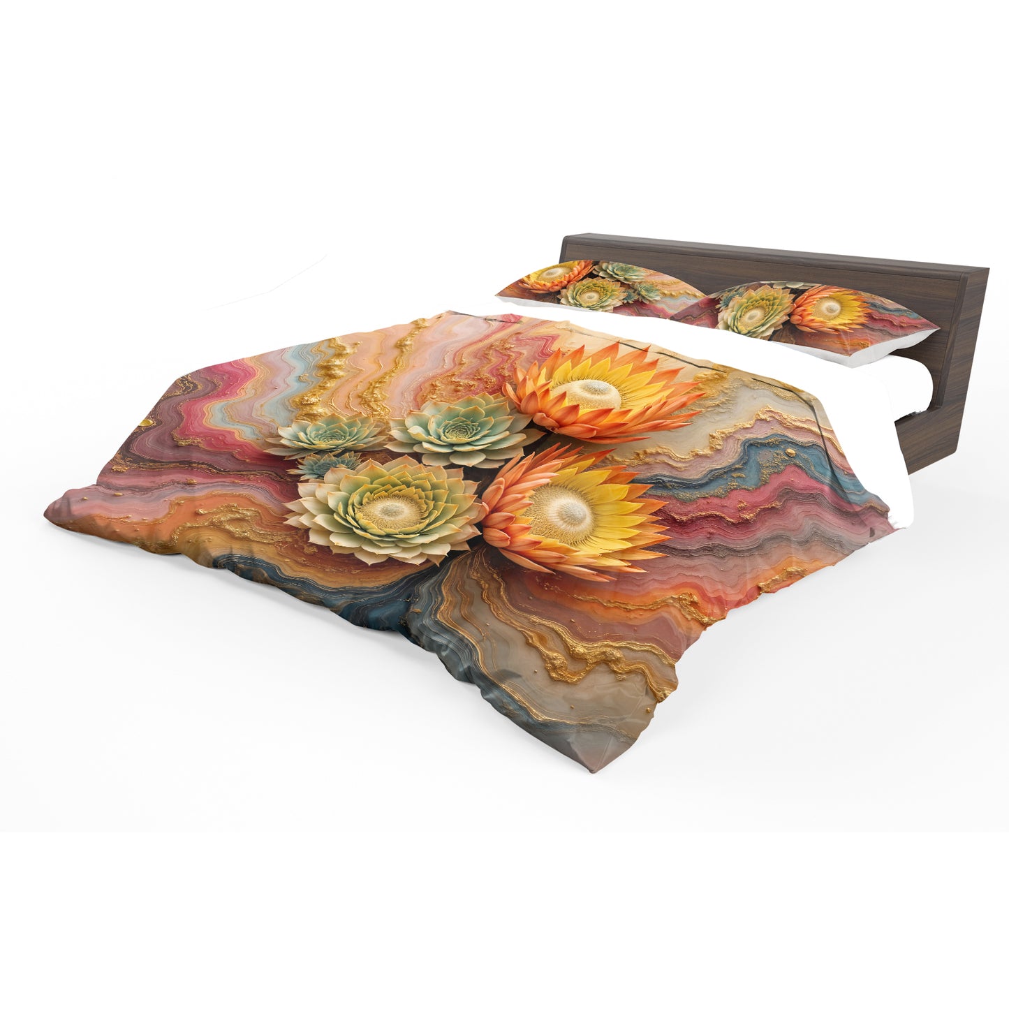 Succulent Orange Protea Vibe Duvet Cover Set