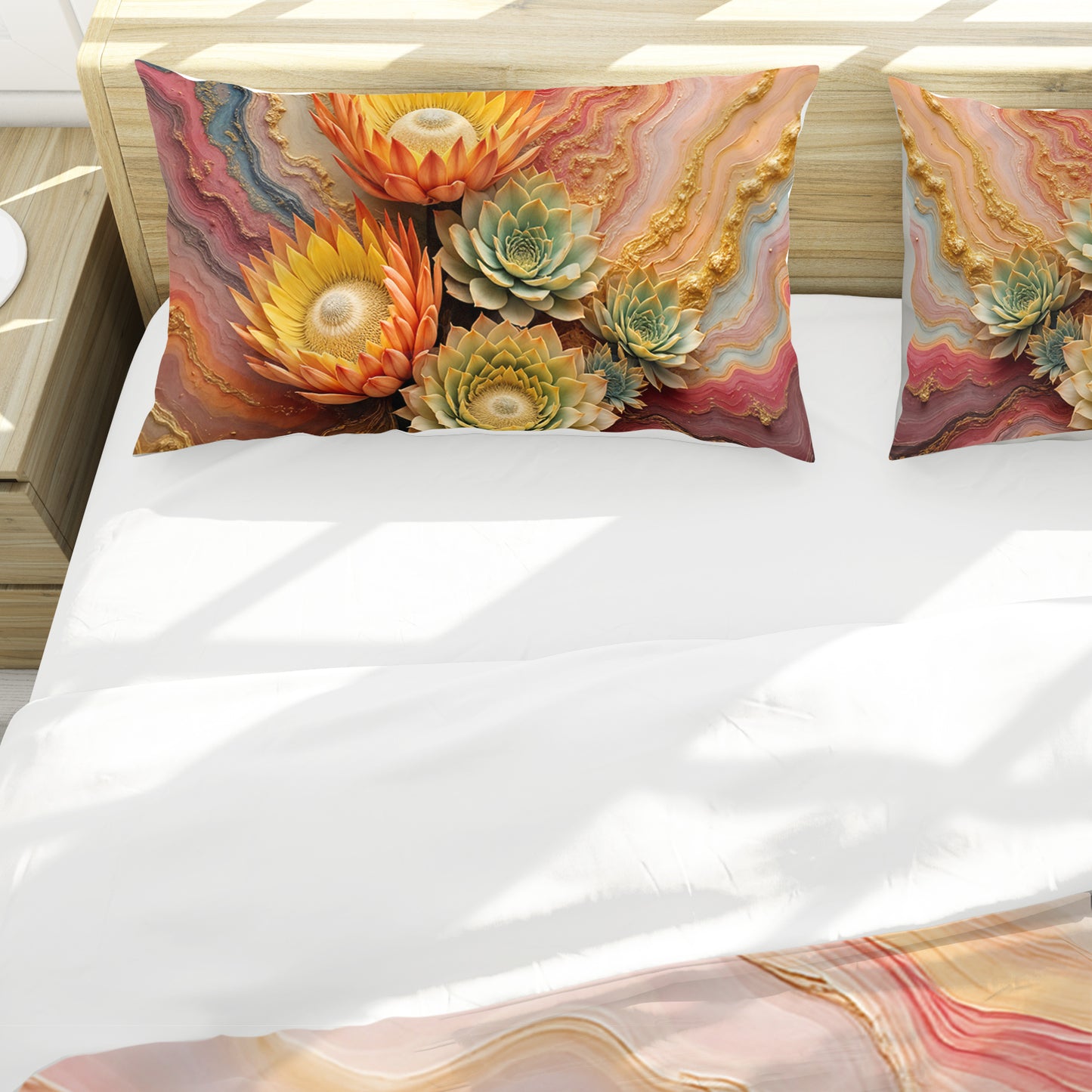 Succulent Orange Protea Vibe Duvet Cover Set