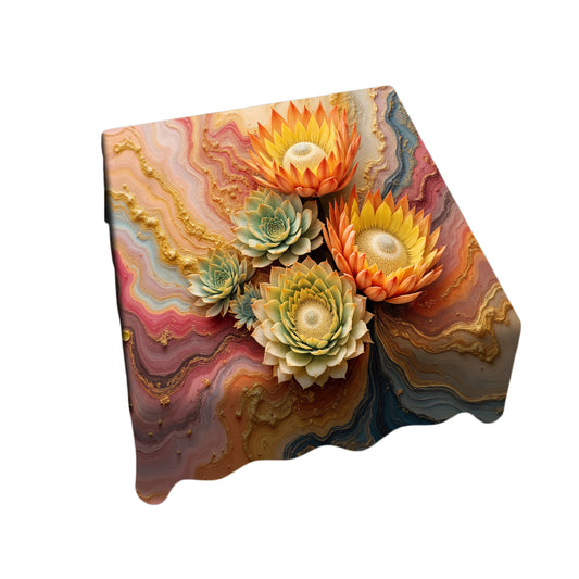 Succulent Orange Protea Vibe Square Tablecloth