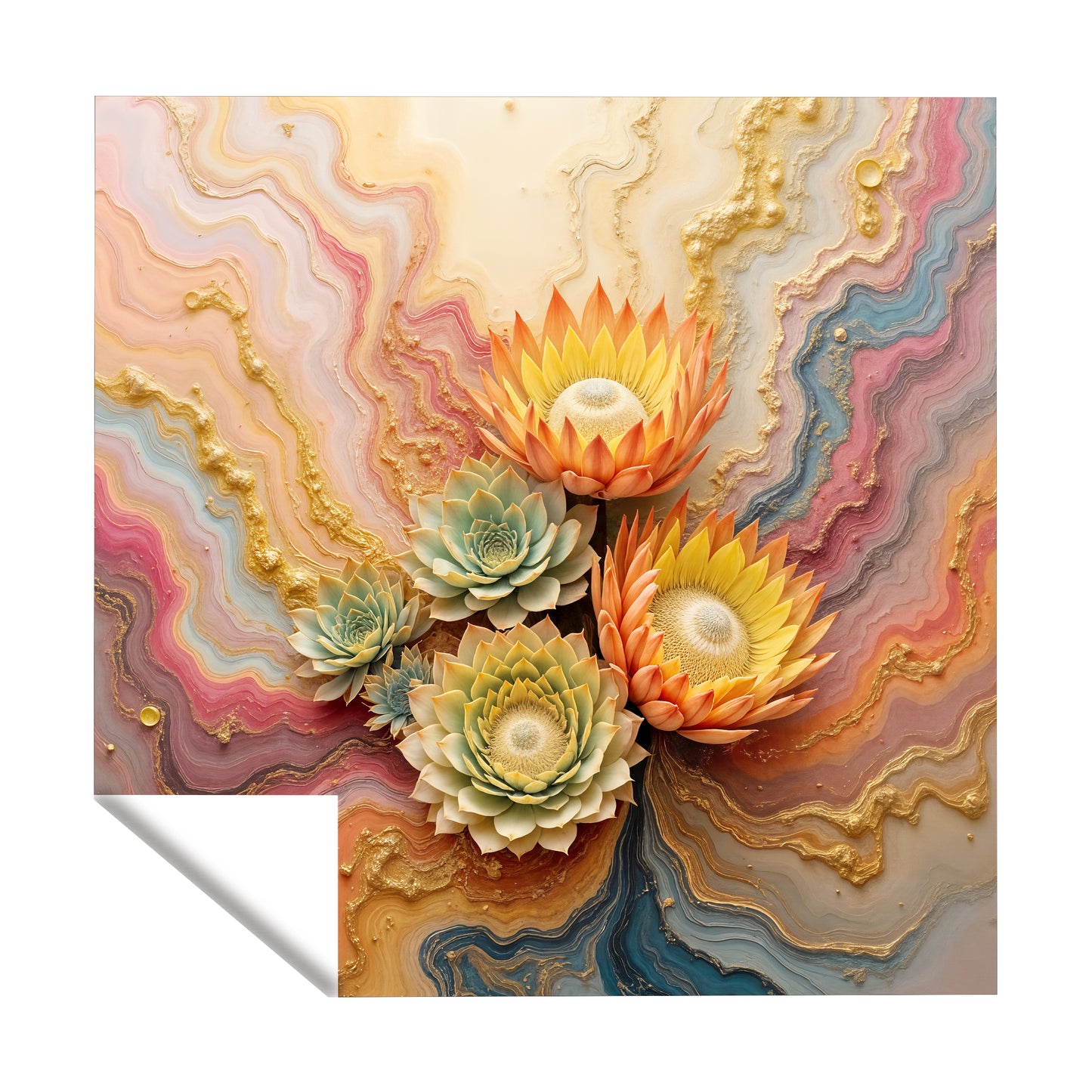 Succulent Orange Protea Vibe Square Tablecloth