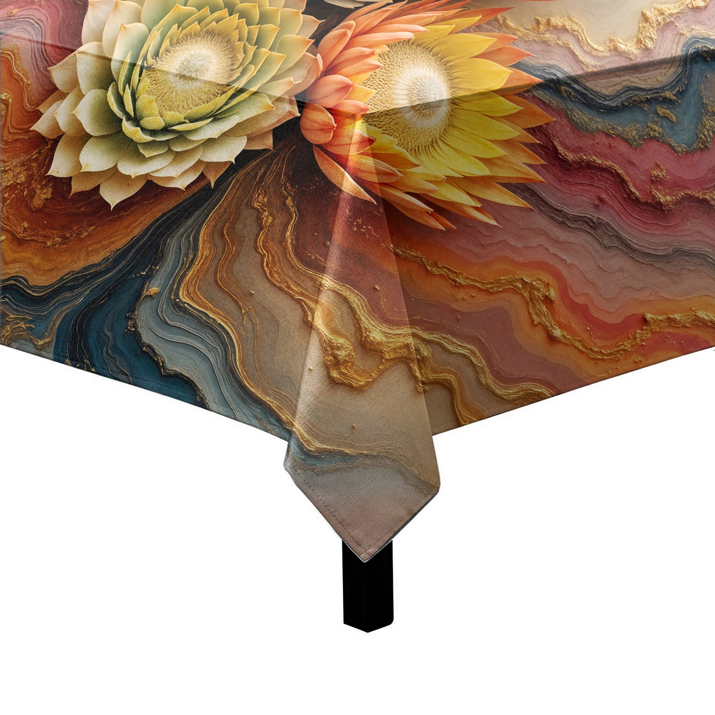 Succulent Orange Protea Vibe Square Tablecloth