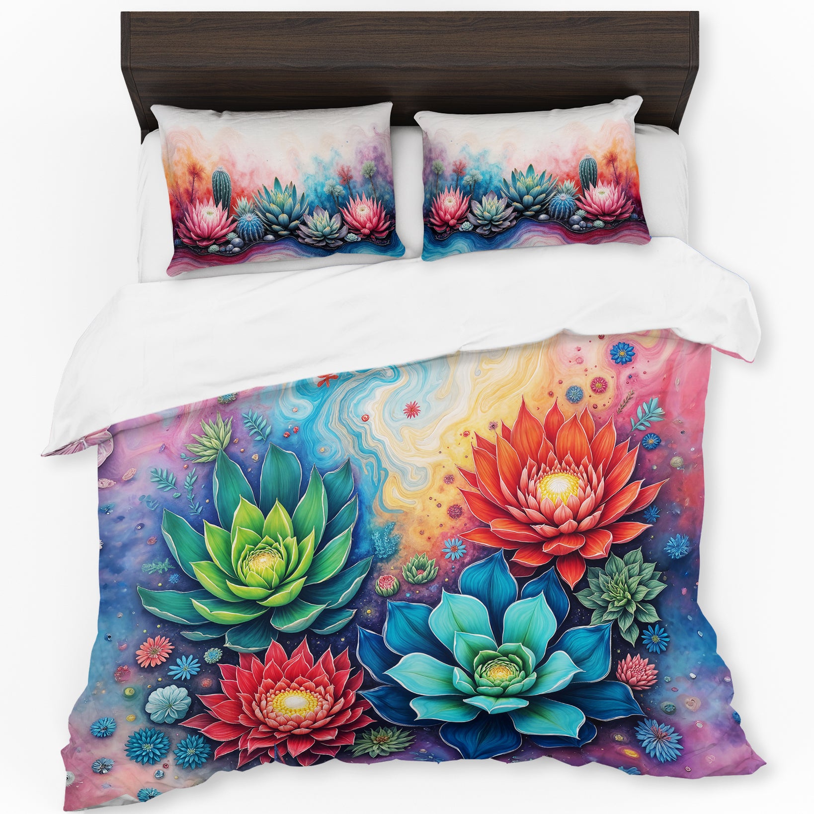 succulent duvet Succulent Protea Dreams Duvet Cover Set – Print with Passion Decor