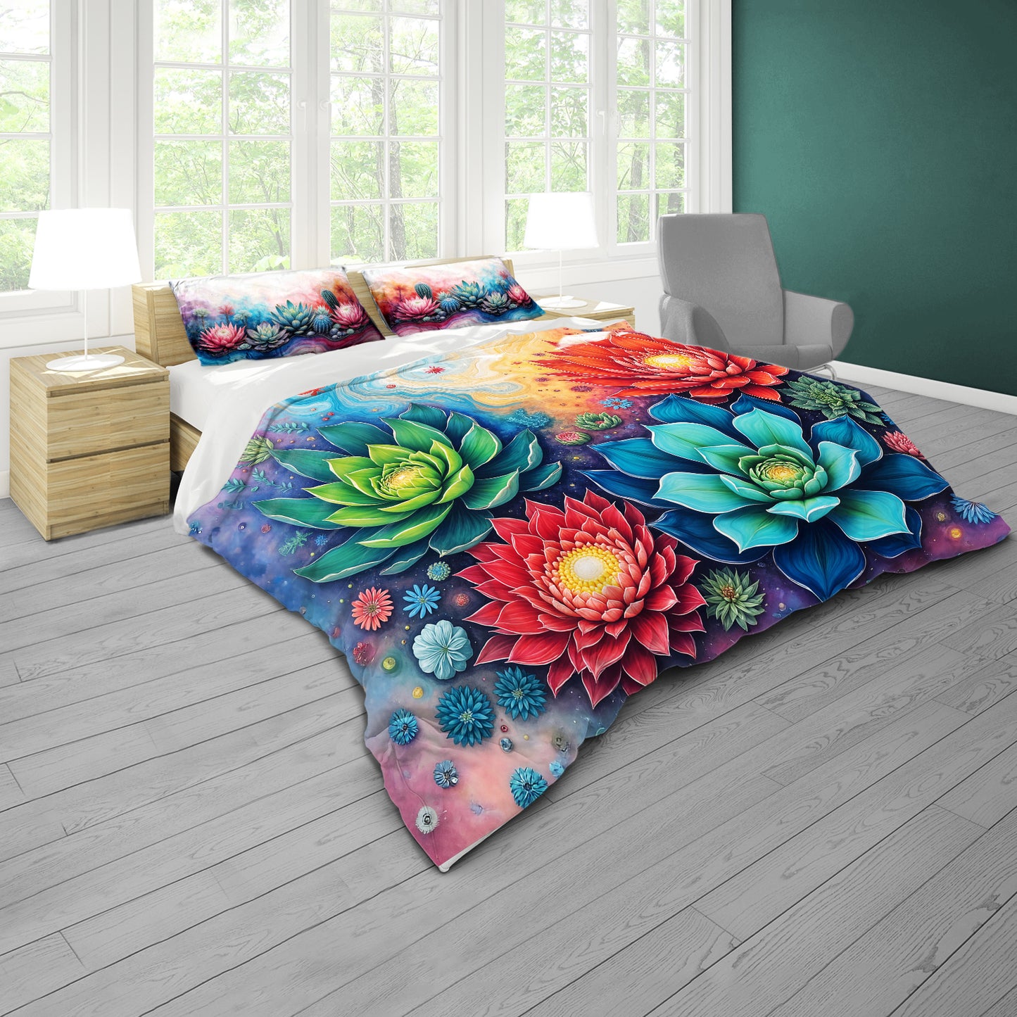 Succulent Protea Dreams Duvet Cover Set