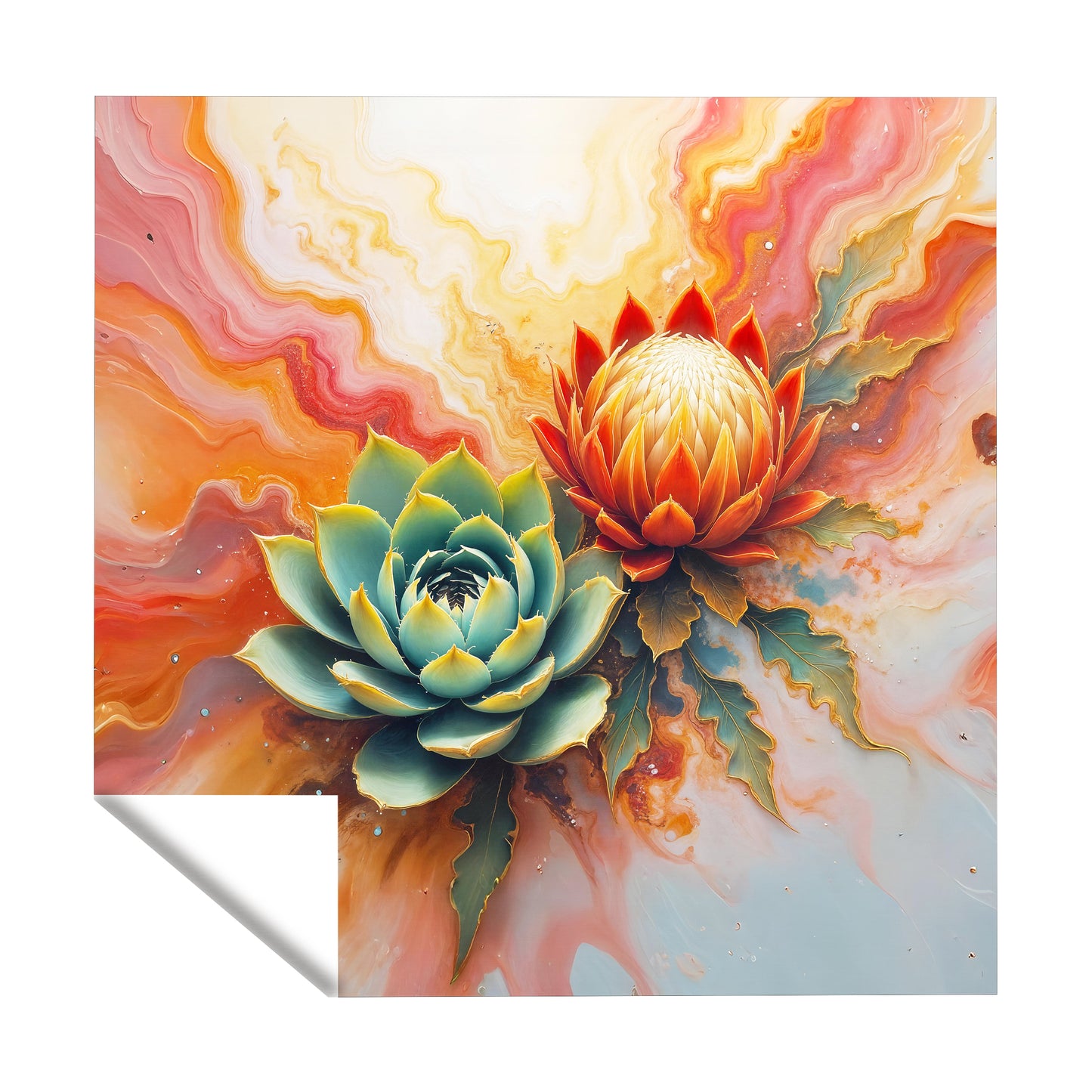 Succulent Protea Nebula Square Tablecloth