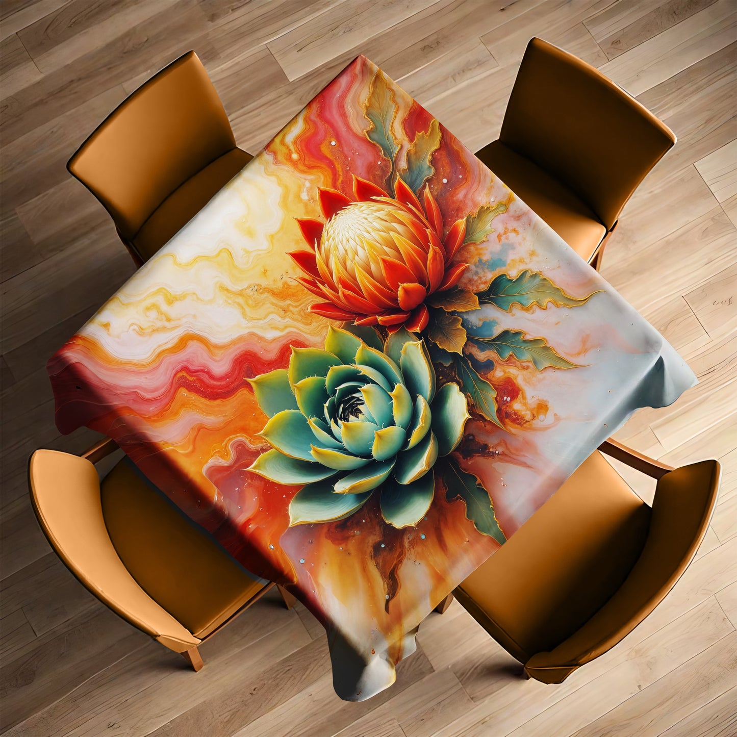 Succulent Protea Nebula Square Tablecloth