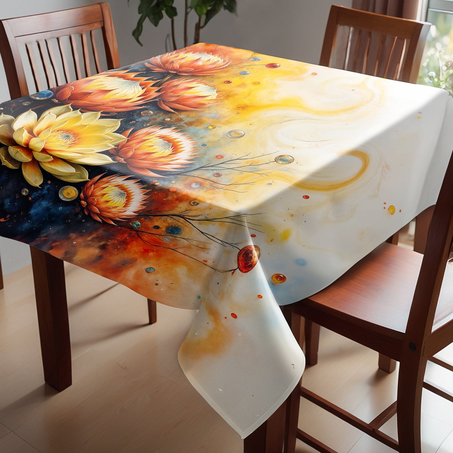 Succulent Protea Sun Burst Square Tablecloth