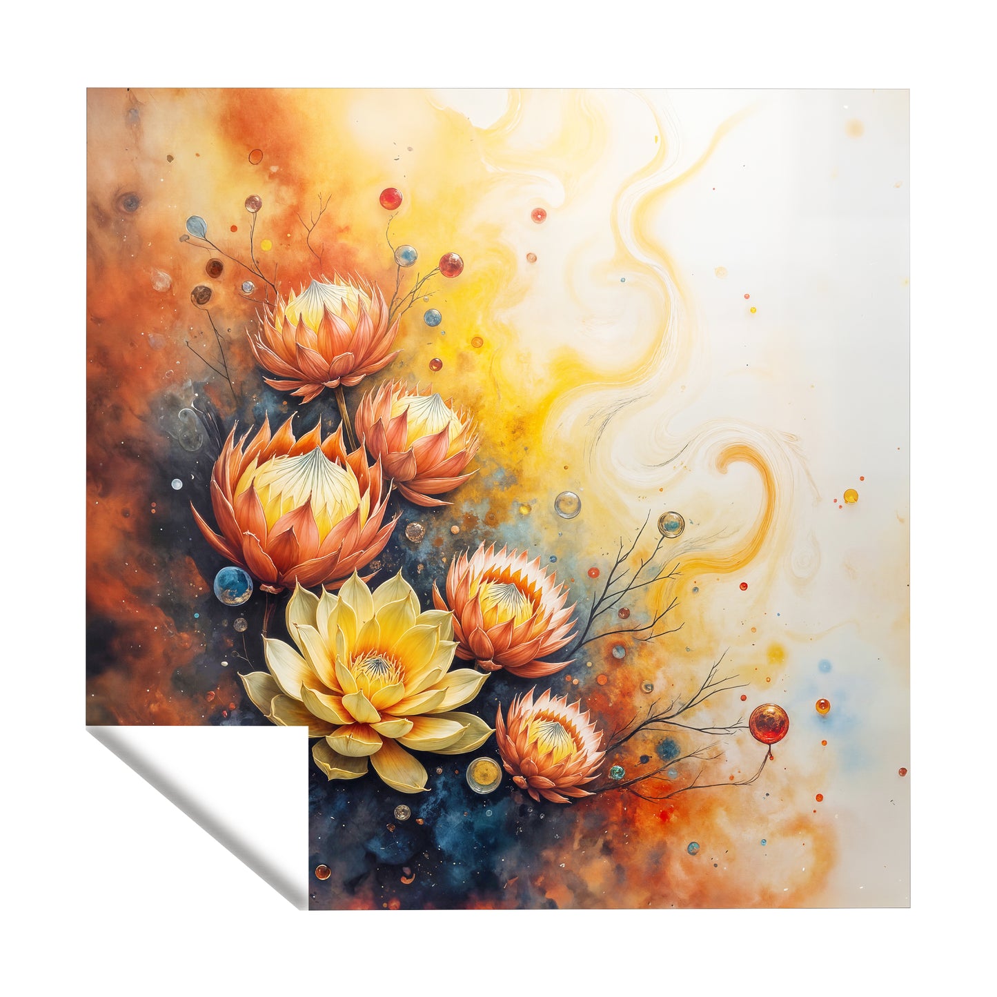 Succulent Protea Sun Burst Square Tablecloth