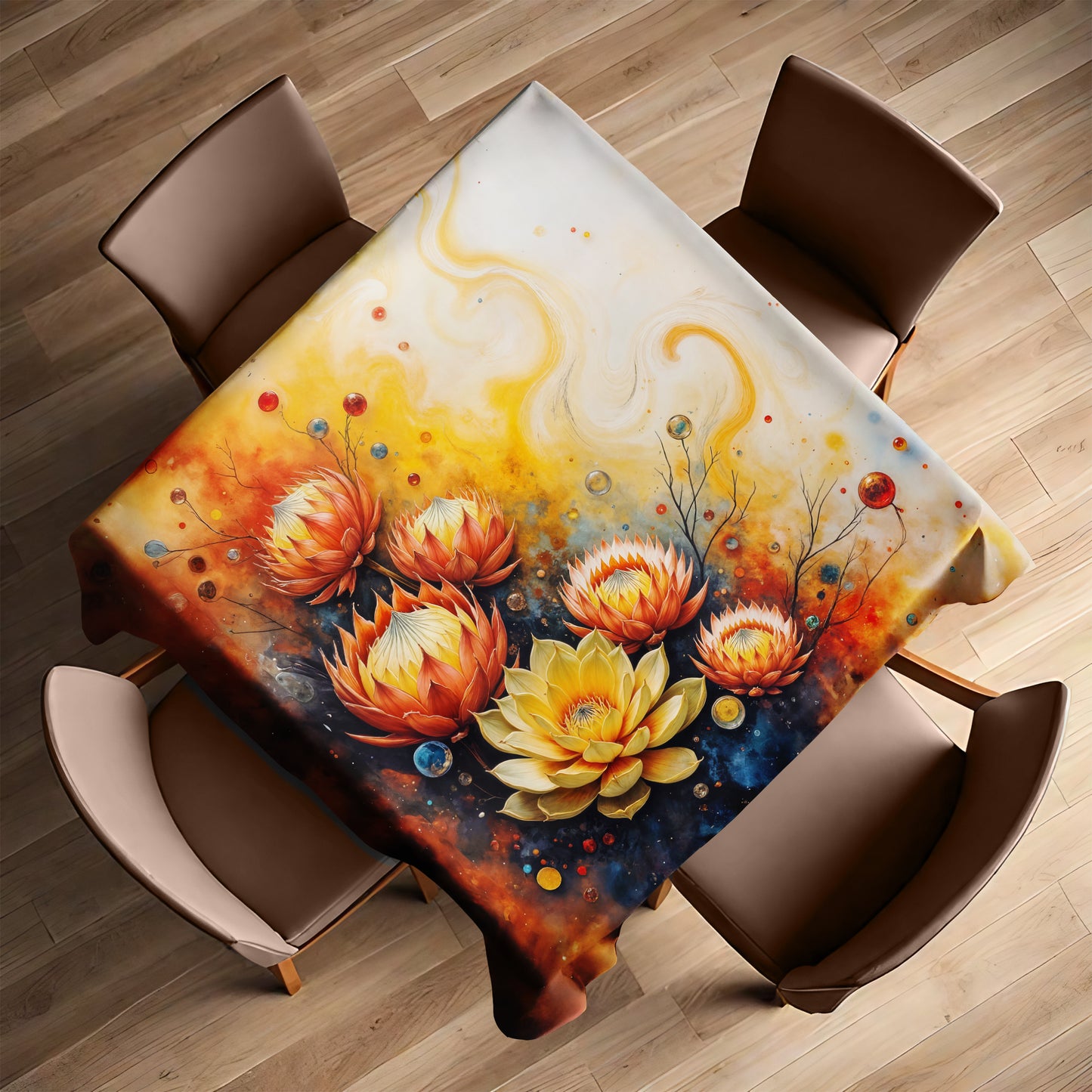 Succulent Protea Sun Burst Square Tablecloth