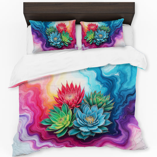 Succulent Protea Whirl Duvet Cover Set