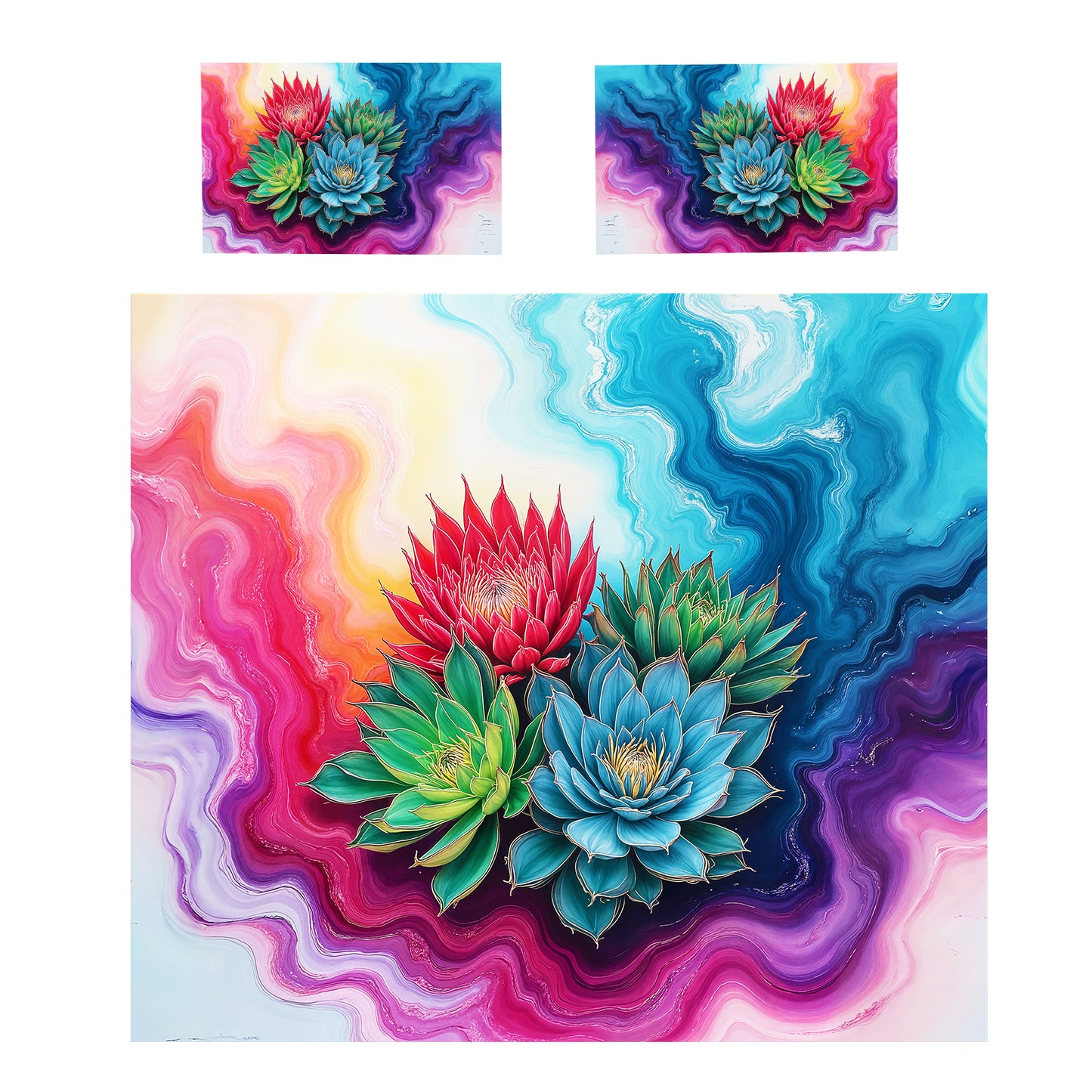 Succulent Protea Whirl Duvet Cover Set