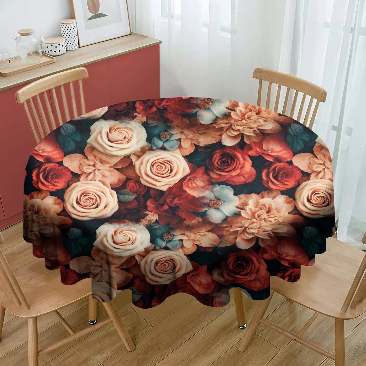 Summer Roses Round Tablecloth