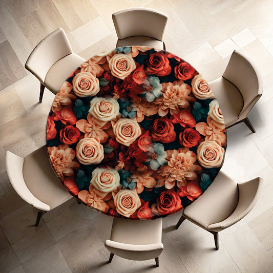 Summer Roses Round Tablecloth