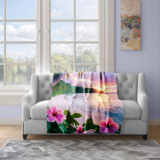 Sun and Sea Light Weight Fleece Blanket