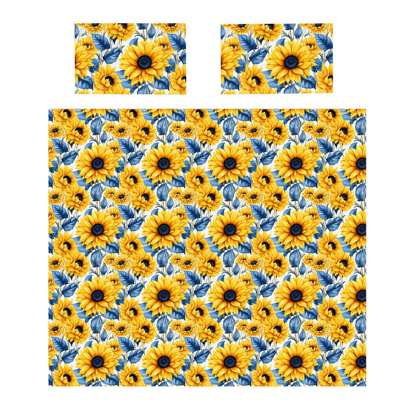 Sunflower Blue Leaves Duvet Cover Set