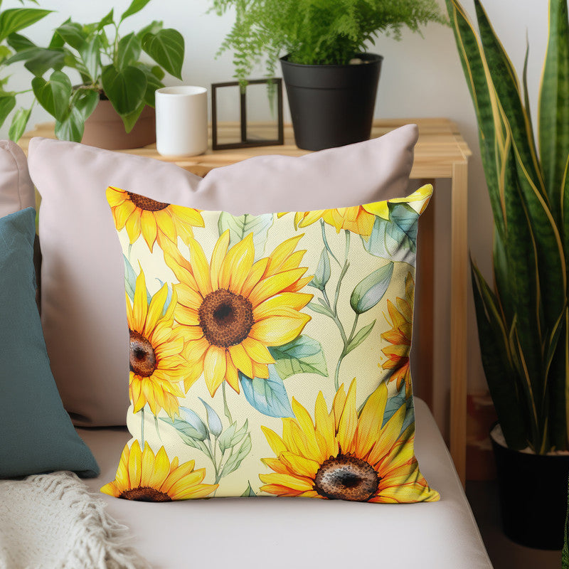 Sunflower On Yellow Luxury Scatter