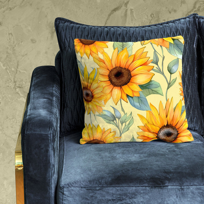 Sunflower On Yellow Luxury Scatter