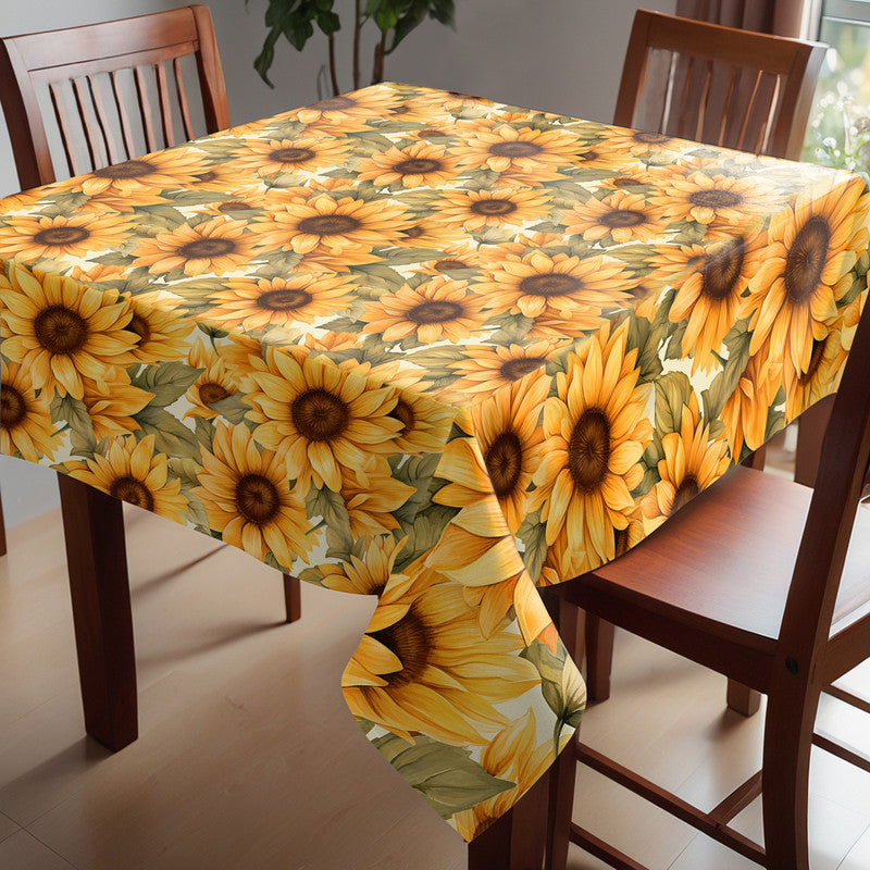 Sunflowers Autumn Leaves Square Tablecloth