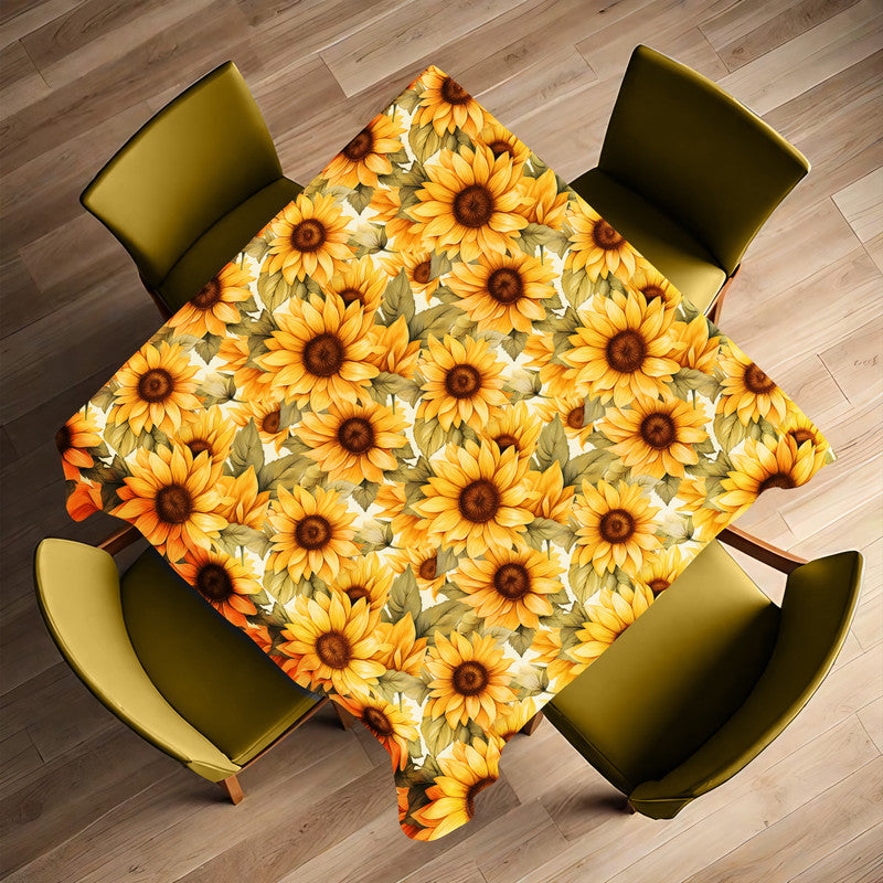 Sunflowers Autumn Leaves Square Tablecloth