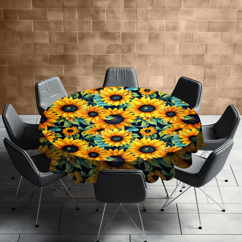 Sunflowers In Full Bloom Round Tablecloth