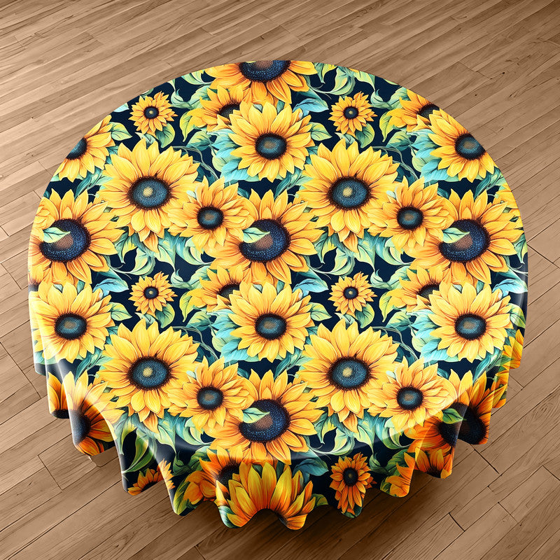 Sunflowers In Full Bloom Round Tablecloth
