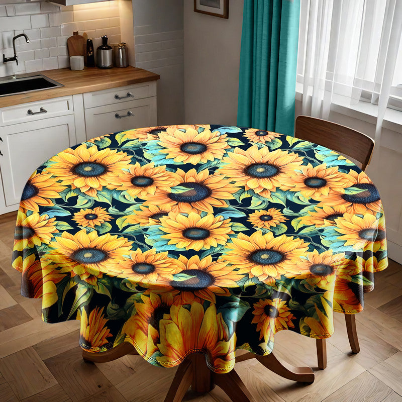 Sunflowers In Full Bloom Round Tablecloth