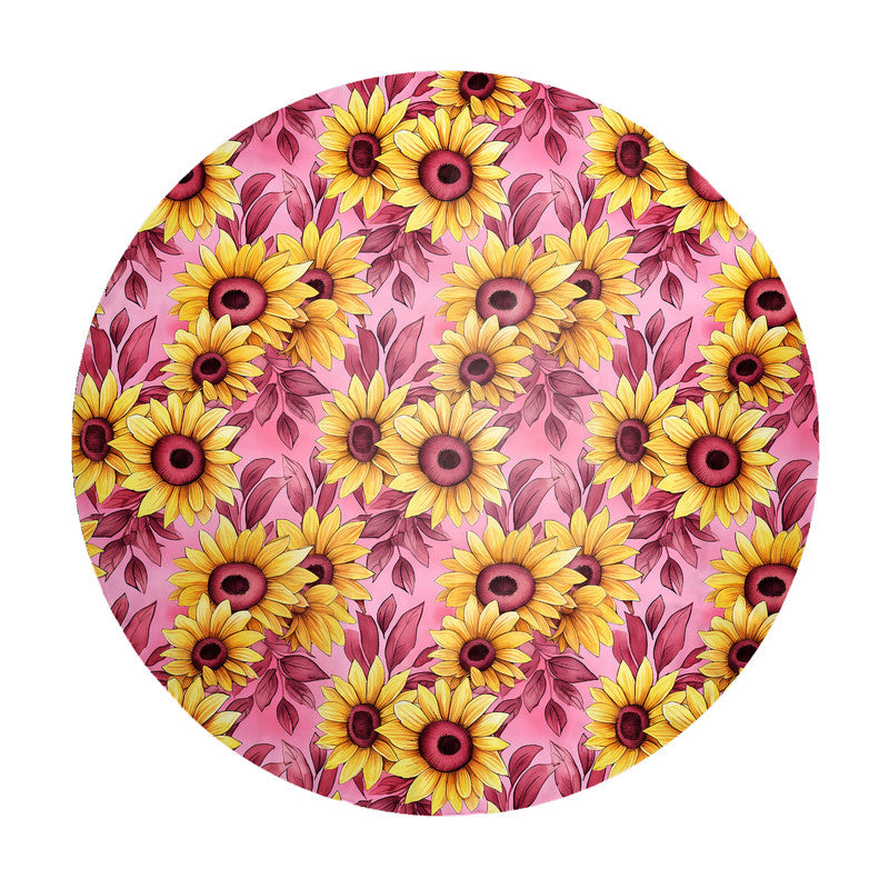 Sunflowers on Pink Background Round Tablecloth