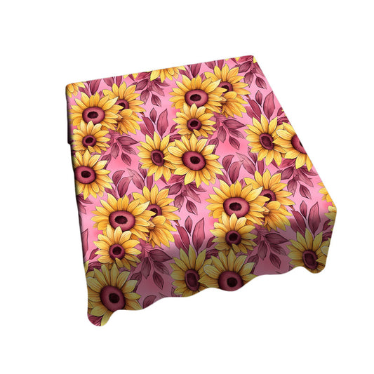 Sunflowers on Burgendy Square Tablecloth