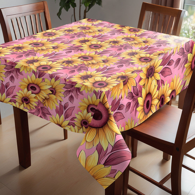 Sunflowers on Burgendy Square Tablecloth