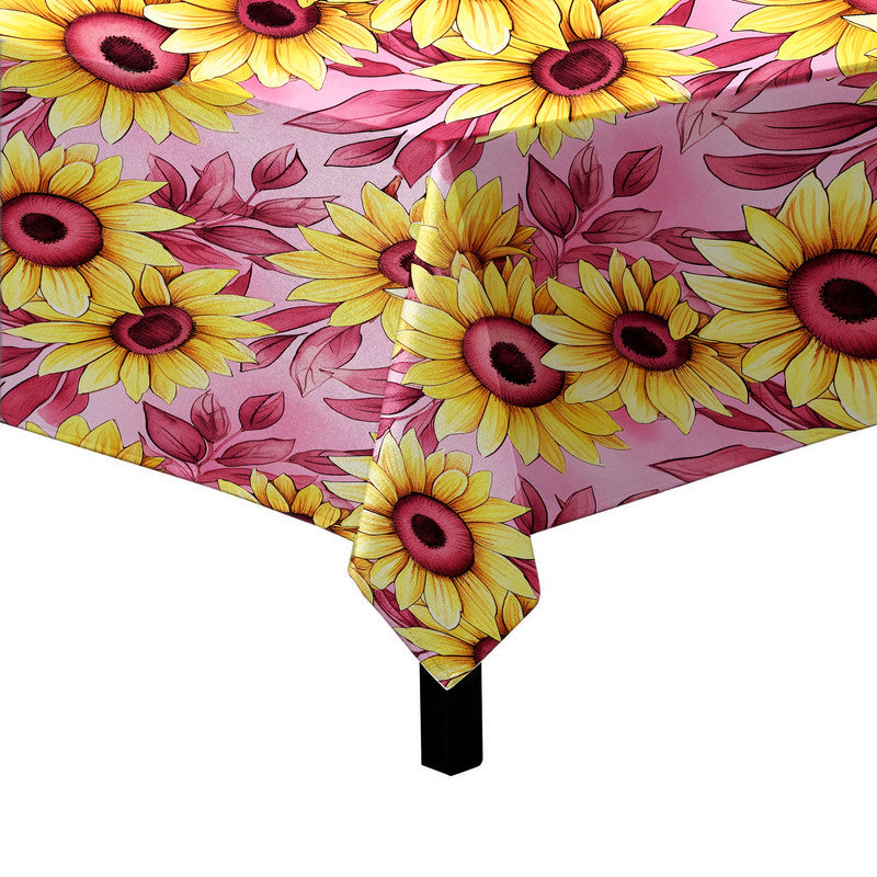 Sunflowers on Burgendy Square Tablecloth
