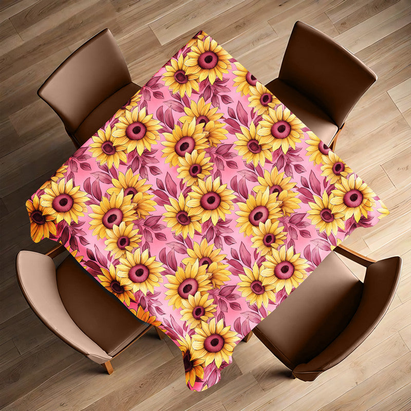 Sunflowers on Burgendy Square Tablecloth