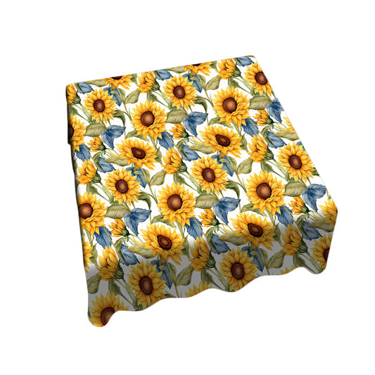 Sunflowers on White Square Tablecloth