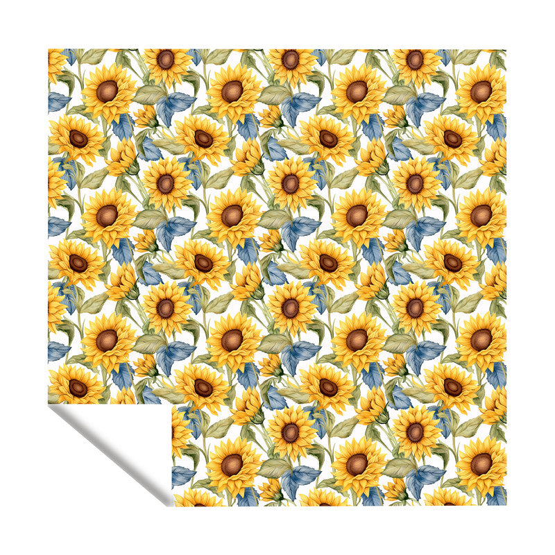 Sunflowers on White Square Tablecloth