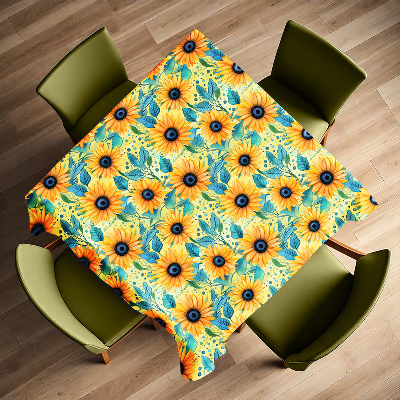 Sunflowers on Yellow Square Tablecloth