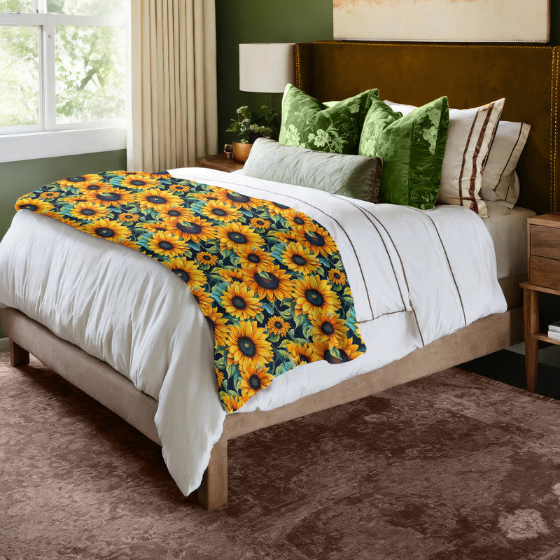 Sunny Fields Sunflower Light Bed Throw