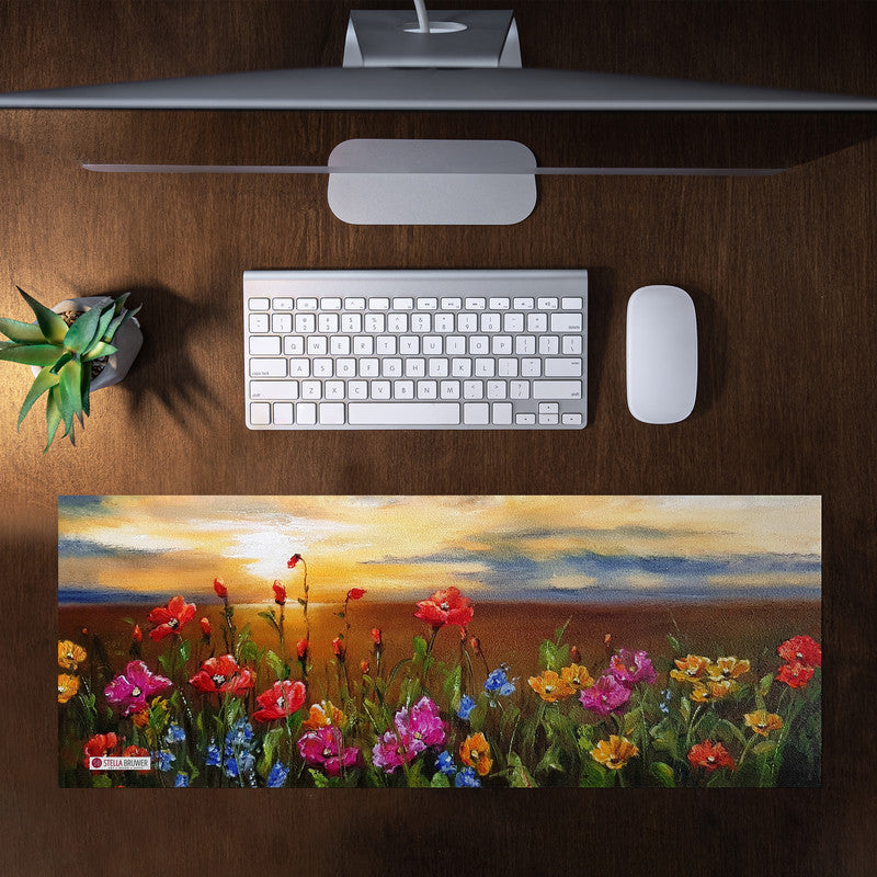 Sunset Flowers Desk Pad by Stella Bruwer