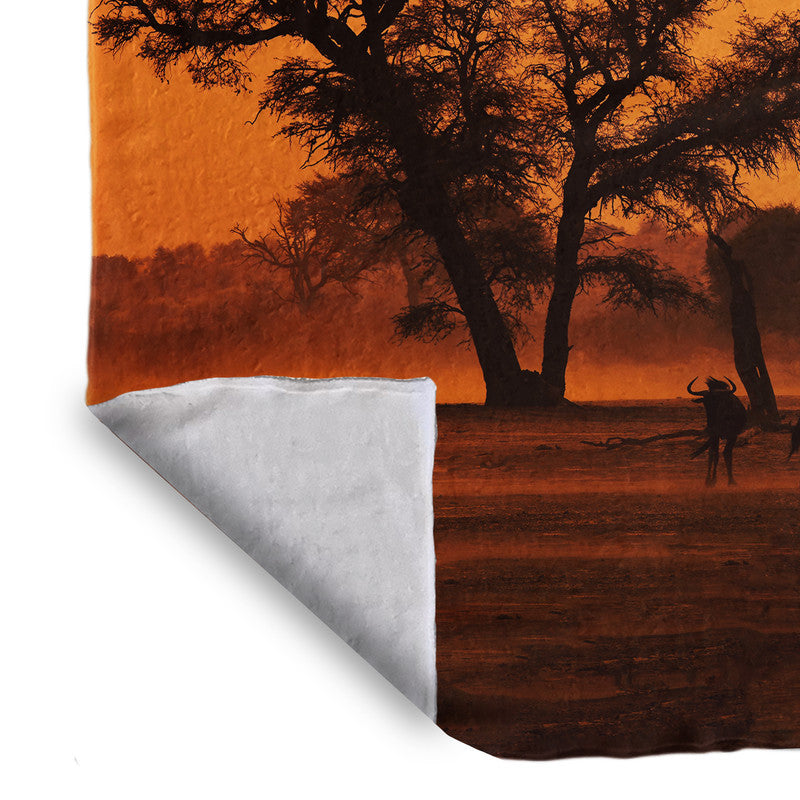 Sunset in the Kgalagadi Light Weigt Fleece Blanket By Fanie Heymans